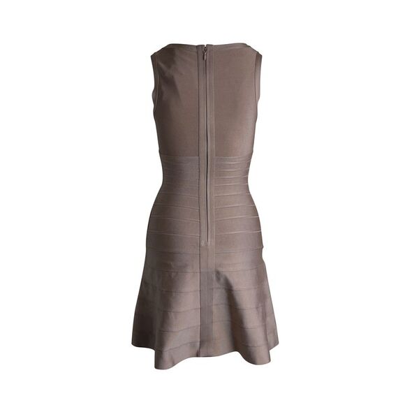 slim fit dress slacks Herve Leger V Neck Pleated Dress French Blue S